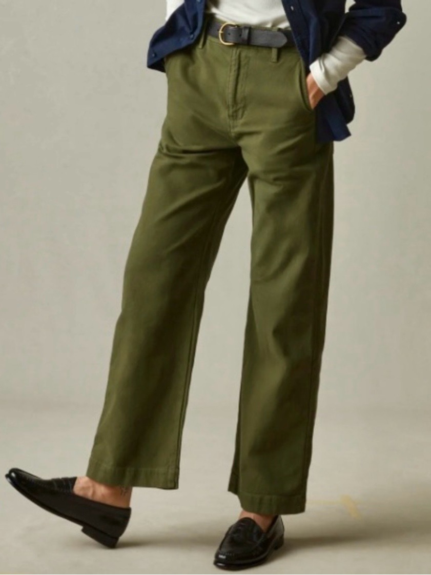 American Giant Women's Wide Leg Utility Pants In Green Sz.6 Preppy Casual Office